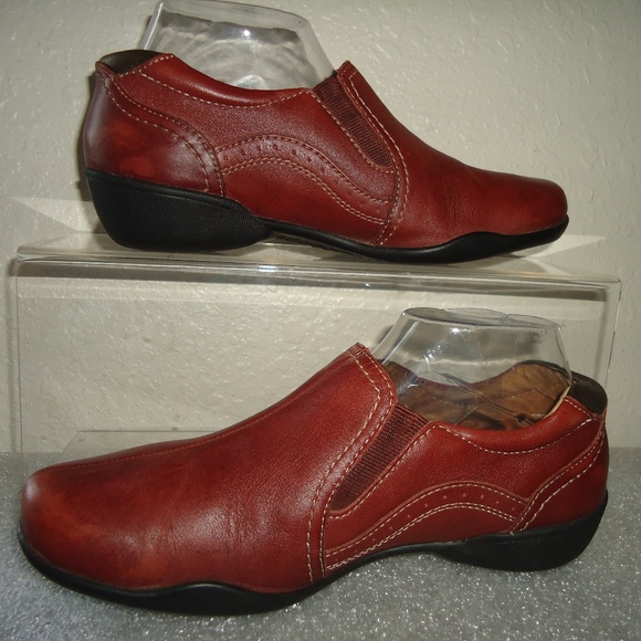 Taos Shoes Women's Double Take Loafers Maroon Leather Flats Casual Slip On - Picture 3 of 11